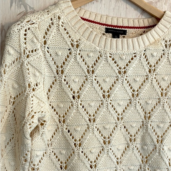 Tommy Hilfiger Cotton Cable Cream Sweater SP - Picture 2 of 8